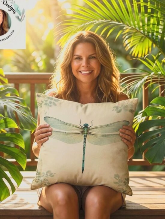 Sharonlynnedesigns Other - Dragonfly Decorative Throw Pillow – Double-Sided Design + Insert Included
